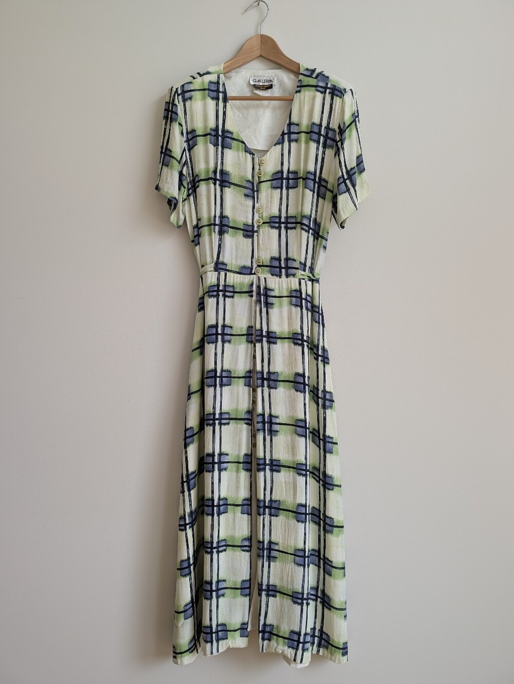 Vintage Made In Canada Long Button Down Maxi Dress Matching Scarf Approx Large